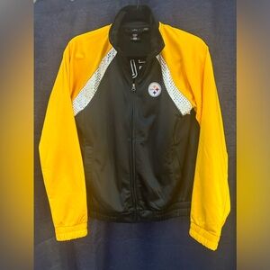 🏈 Game Day Ready! Steelers Women’s G-III Sequin Track Jacket – Small